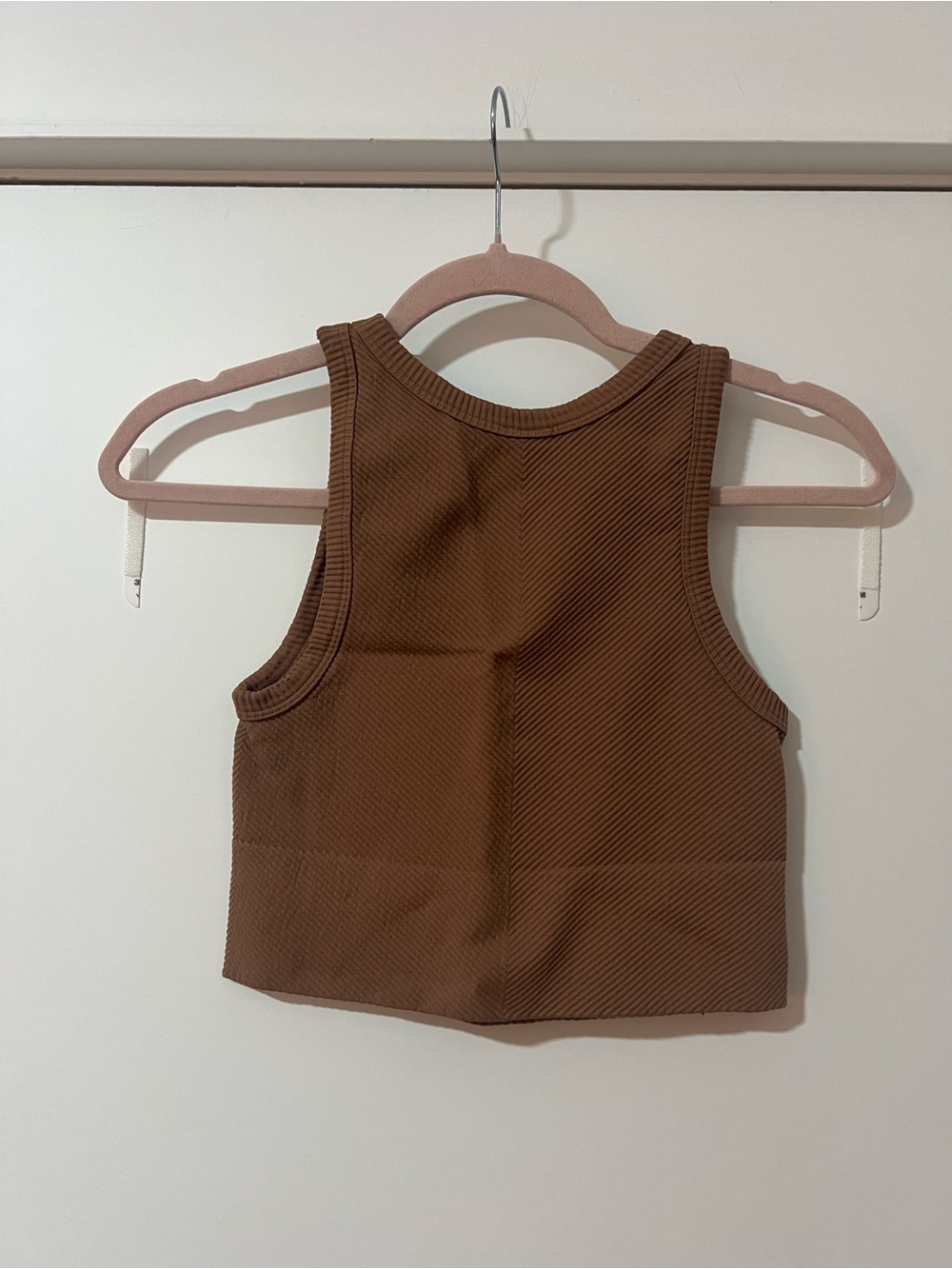 NIKIBIKI Brown Chevron Ribbed Crop Tank Top | One Size